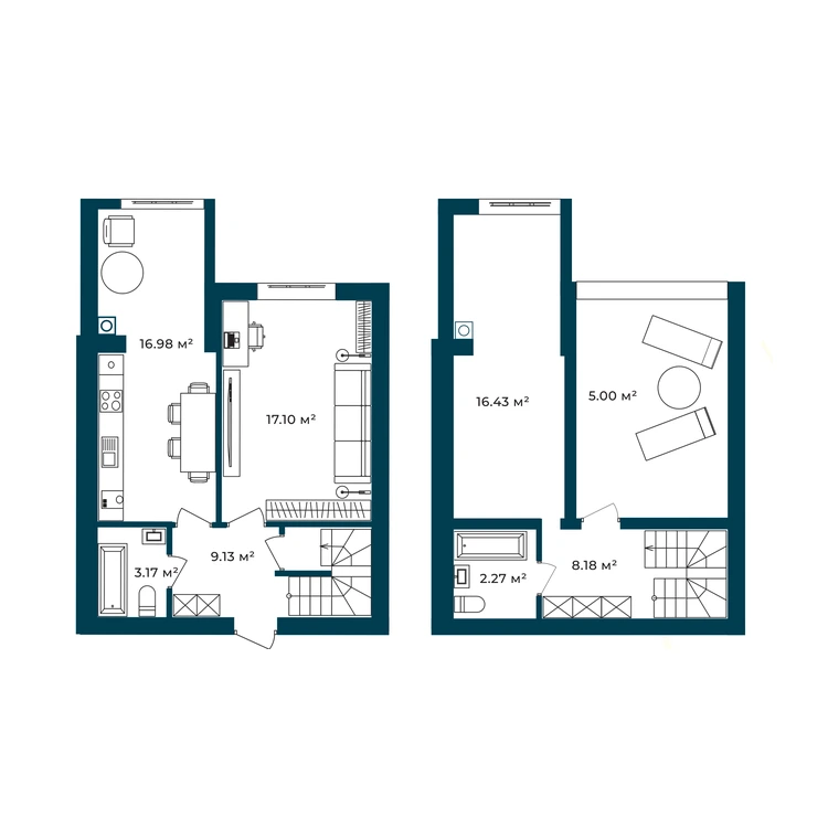 Планування 2-кімнатна квартира 78,26 м² — зображення 2