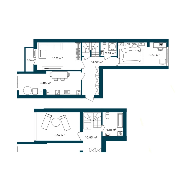 Планування 3-кімнатна квартира 108,65 м²