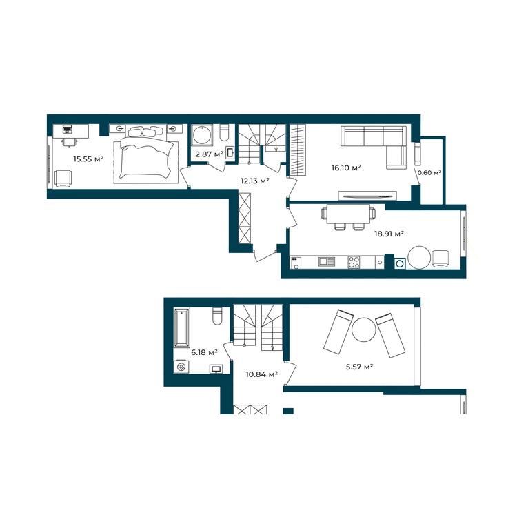 Планування 3-кімнатна квартира 106,67 м² — зображення 2