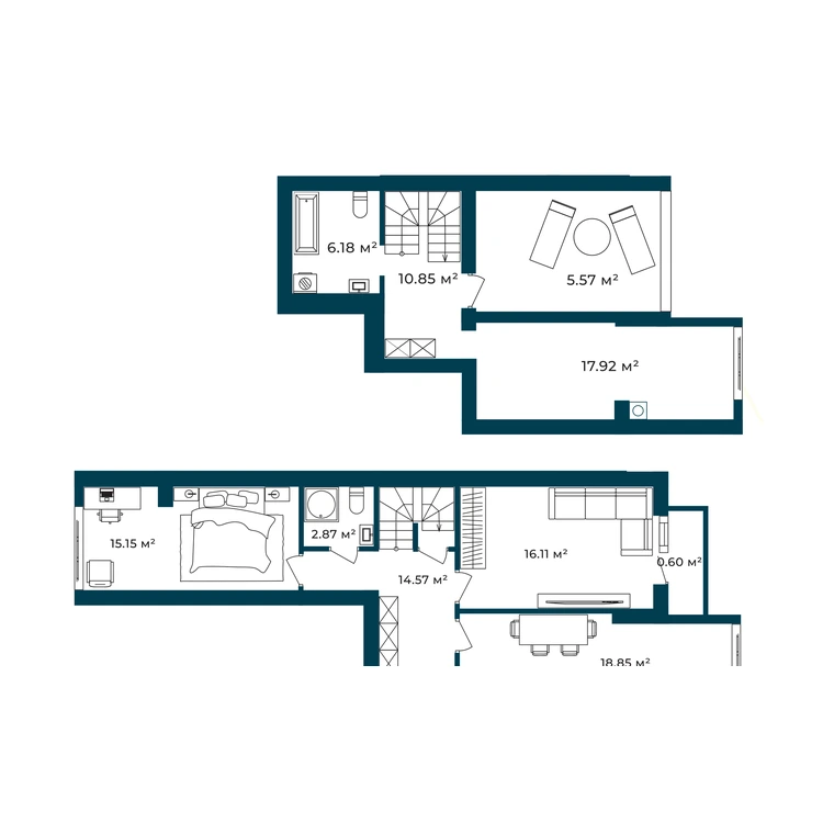 Планування 3-кімнатна квартира 108,67 м²