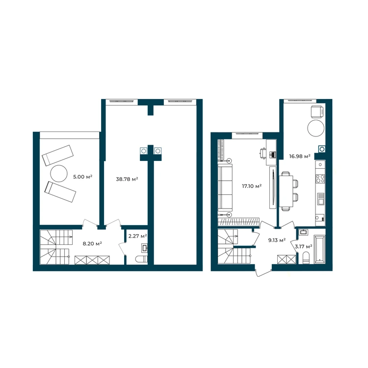Планування 2-кімнатна квартира 100,63 м²