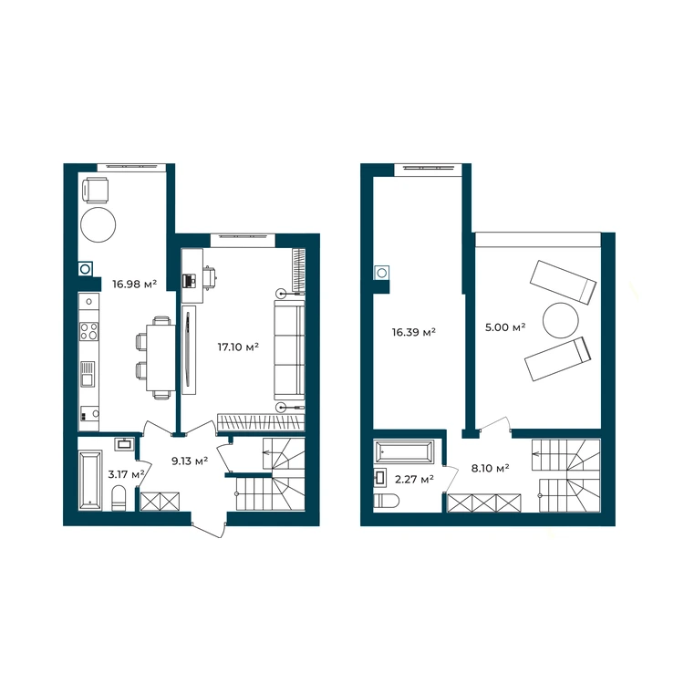 Планування 2-кімнатна квартира 78,14 м² — зображення 2